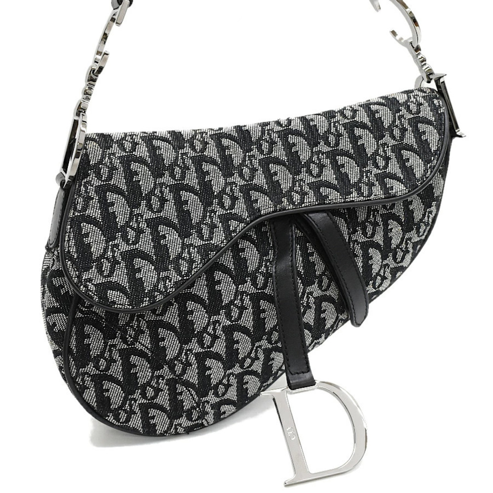 Christian Dior Trotter Saddle Bag Handbag One Shoulder Hobo Black - Picture 1 of 8